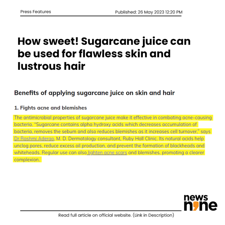 How sweet! Sugarcane juice can be used for flawless skin and lustrous hair